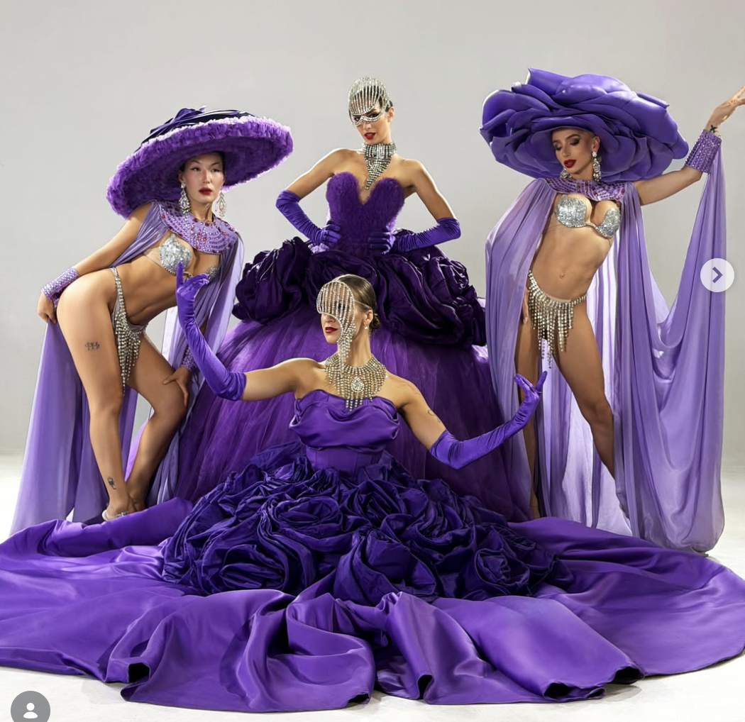 Divine Star Couture models in purple gowns
